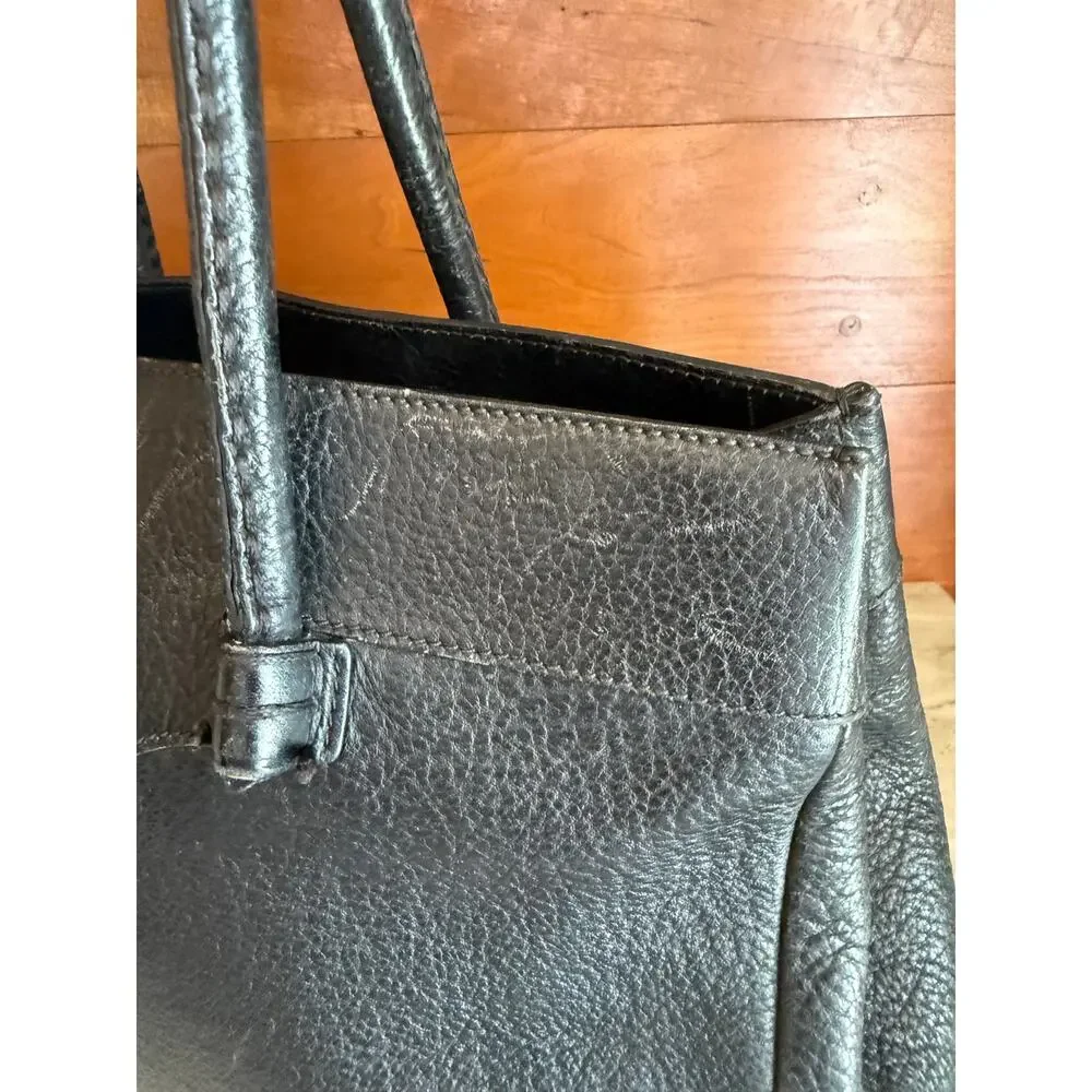 Tod's Pebbled Leather Top Handle Bag Satchel Black